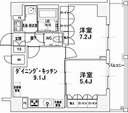 エスティメゾン王子 9階2DKの間取り