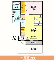 D-room楠見中 1LDKの間取図画像