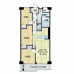 尾久橋スカイハイツ 3LDKの間取図画像