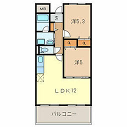 リッシェル 2LDKの間取図画像