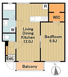 フォレストメゾン聖蹟B棟 1LDKの間取図画像