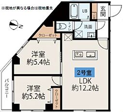 コネクトパークヒルズ本郷町 3階2LDKの間取り