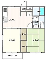 ハイネスM 2DKの間取図画像