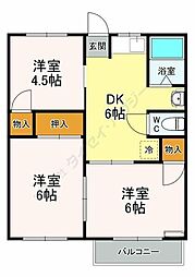 ファミール清水1 3DKの間取図画像