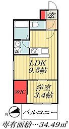 市川市東大和田2丁目マンション 1LDKの間取図画像