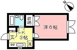 モーニングサイド 1Kの間取図画像