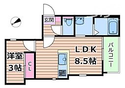 阪急千里線 千里山駅 徒歩8分の賃貸アパート 1階1LDKの間取り