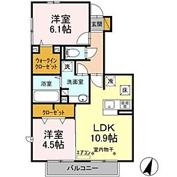 プラティーク2 2LDKの間取図画像
