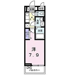 ブルームヒルタイチ 1Kの間取図画像