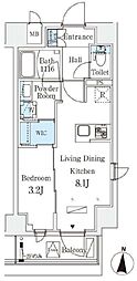 リテラス住吉 1DKの間取図画像