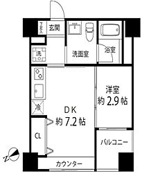 HighLeafUeno 1DKの間取図画像