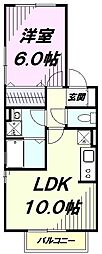 リヴェールB 1LDKの間取図画像