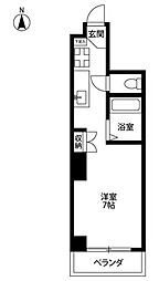 リヴイン国立 1Kの間取図画像