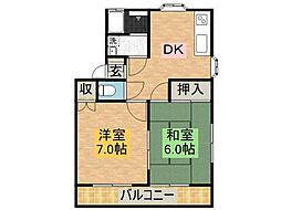 コートハピネス 2DKの間取図画像