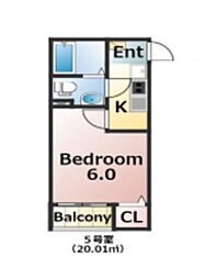 エバーズ鶴ヶ島 1階1Kの間取り