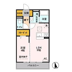 グランディール石橋 1LDKの間取図画像