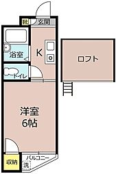 ロイヤルシャトー藤井寺2 1Kの間取図画像