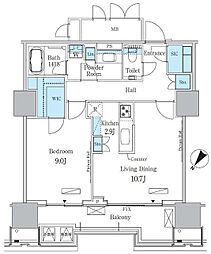 晴海フラッグ ポートヴィレッジ A棟 16階1LDKの間取り