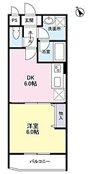 プレミール松庵 1DKの間取図画像