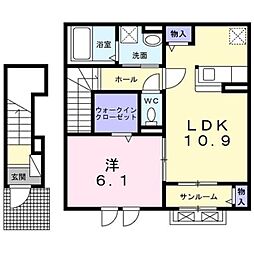 カーサコンフォート宮ノ前 1LDKの間取図画像