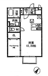 レセンテ紫峰ケ丘A 1LDKの間取図画像