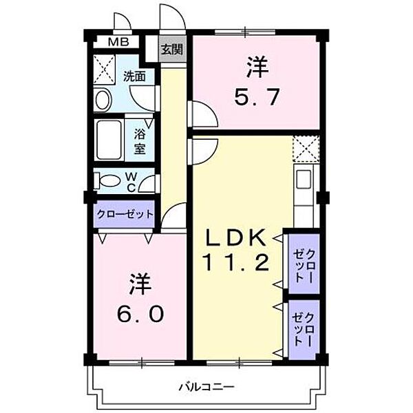 静岡県伊豆の国市古奈(賃貸マンション2LDK・3階・56.10㎡)の写真 その2