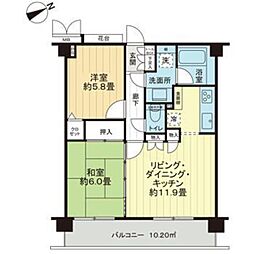 メイツ狛江 2LDKの間取図画像