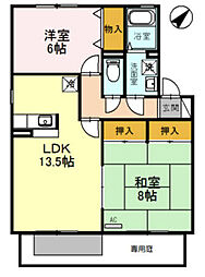 サンフルーレ 2LDKの間取図画像