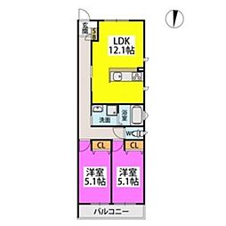 TASHIMA R TERRACE 2LDKの間取図画像