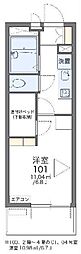 レオパレス日時計 1Kの間取図画像