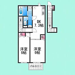アリエント 2DKの間取図画像