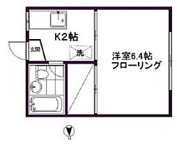 サンハイツ104 1Kの間取図画像