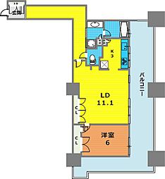 トア山手ザ・神戸タワー 19階1LDKの間取り