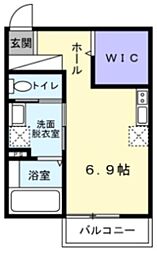 サラブレッドSOUL 1階ワンルームの間取り