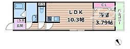 NEXRISE 日の出(仮) ドロップショット日の出 1LDKの間取図画像