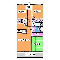 浅香山グリーンマンション 3LDKの間取図画像