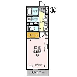セジュールK 1Kの間取図画像