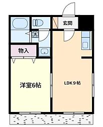 コーポロビン 1LDKの間取図画像