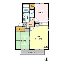 ファンシール 2LDKの間取図画像