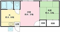 エステートいずみ 2階1LDKの間取り