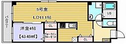 エリザベス 1LDKの間取図画像
