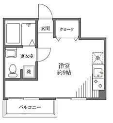 D三ノ輪 2階ワンルームの間取り
