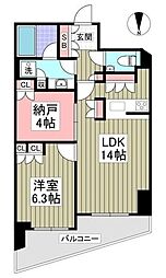 みなとみらいミッドスクエア 1LDKの間取図画像