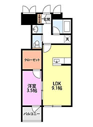 ノア・ノア天神尾西 1階1LDKの間取り