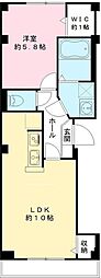 ヴァンボヌール 1LDKの間取図画像