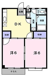 リバーサイドM・Y 2DKの間取図画像
