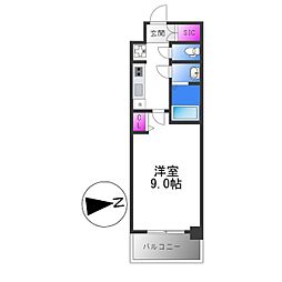 ArtizA堺東 9階1Kの間取り