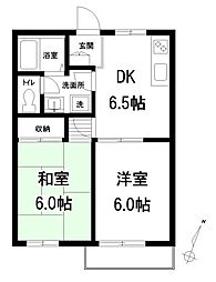 メゾン・ボナール 2階2DKの間取り