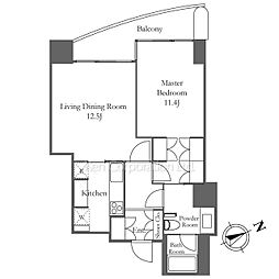愛宕グリーンヒルズフォレストタワー 1LDKの間取図画像