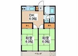 リバーハイツ 2DKの間取図画像